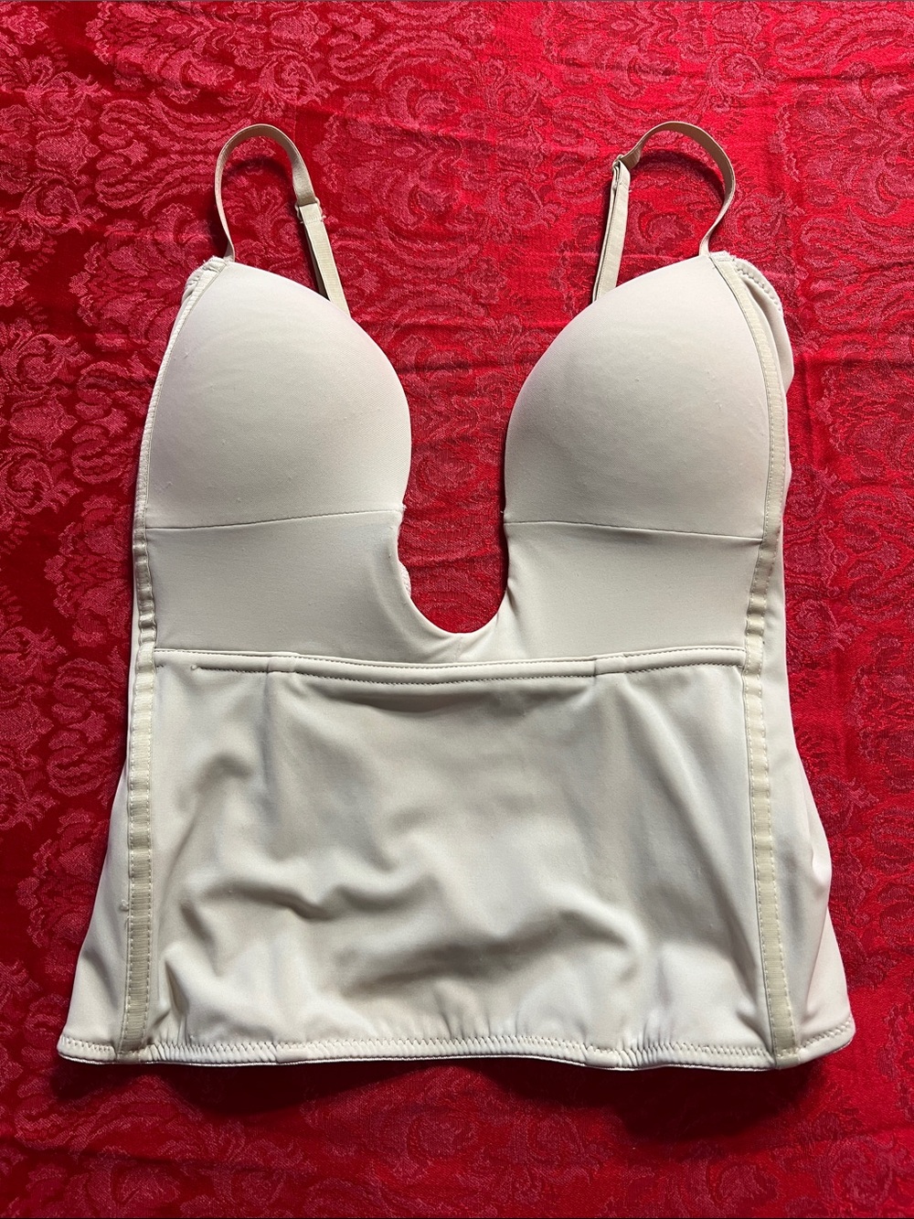 Women's Ivory Longline U-Plunge Bustier Bralette 38B Convertible Straps